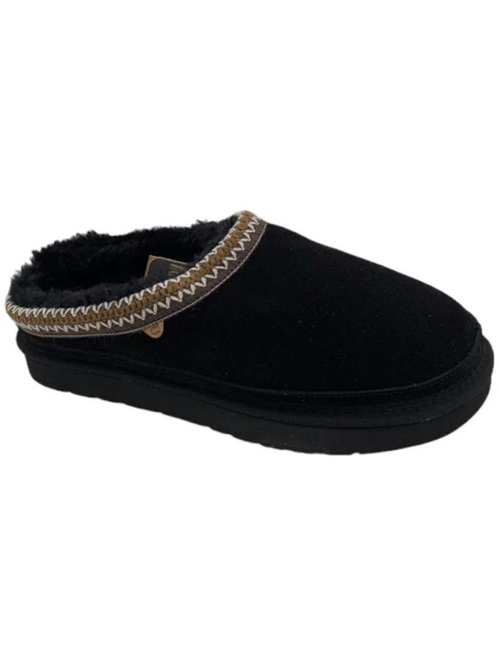 Lamo Suede Memory Foam Slippers Jules Black Multi - Medium